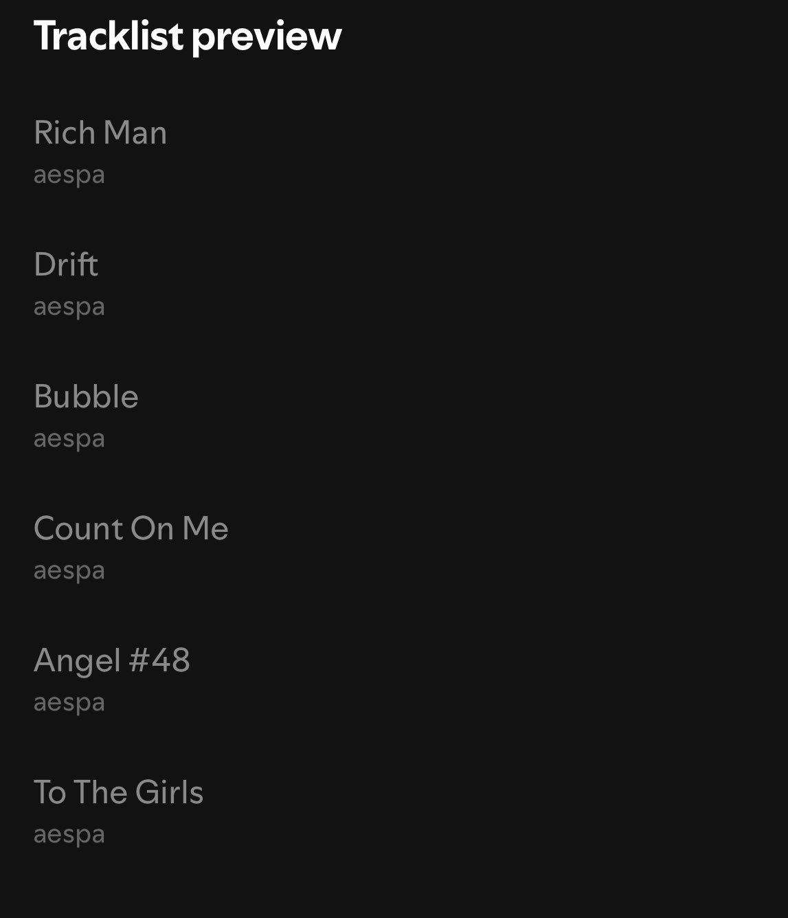 收录曲公开1. Rich Man 2. Drift 3. Bubble 4. C