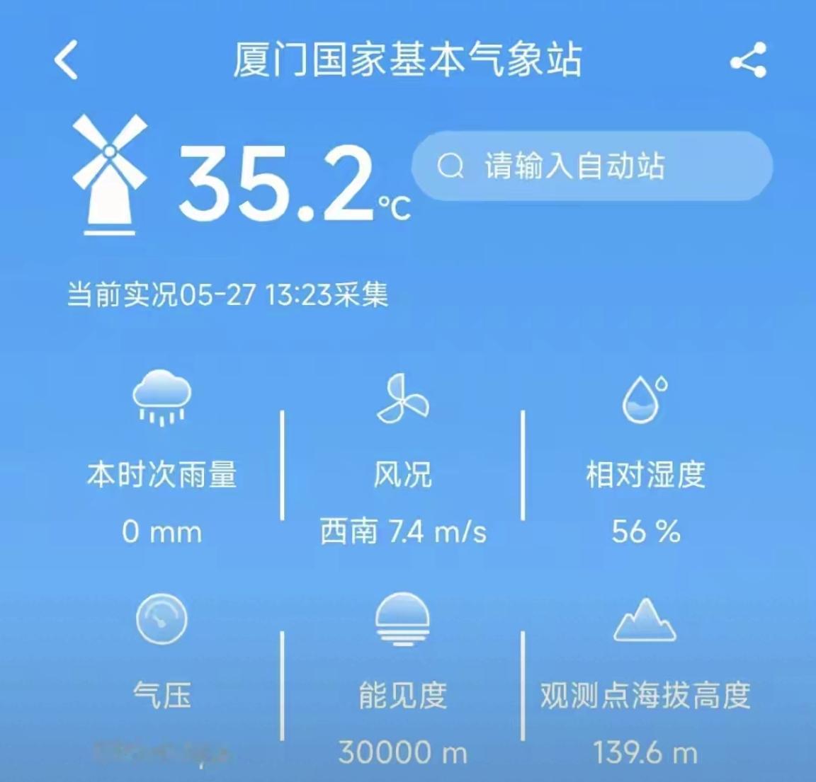 【35.2℃！厦门达成2026年首个高温日天气】

5月27日13时23分，厦门
