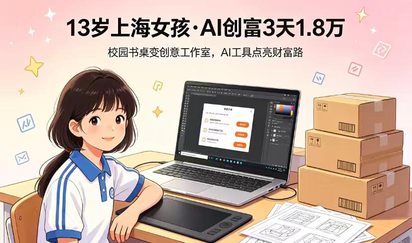 13岁上海女孩靠AI三天赚1.8万元：不会编程的她，做了一款“陪写作业神器”
“