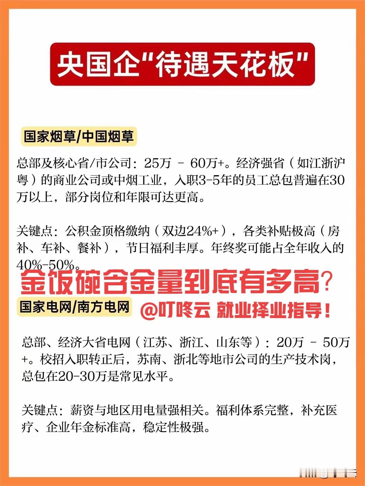 金饭碗含金量到底有多高？26年顶级国央企招聘岗位薪资待遇天花板汇总揭秘！速速收藏