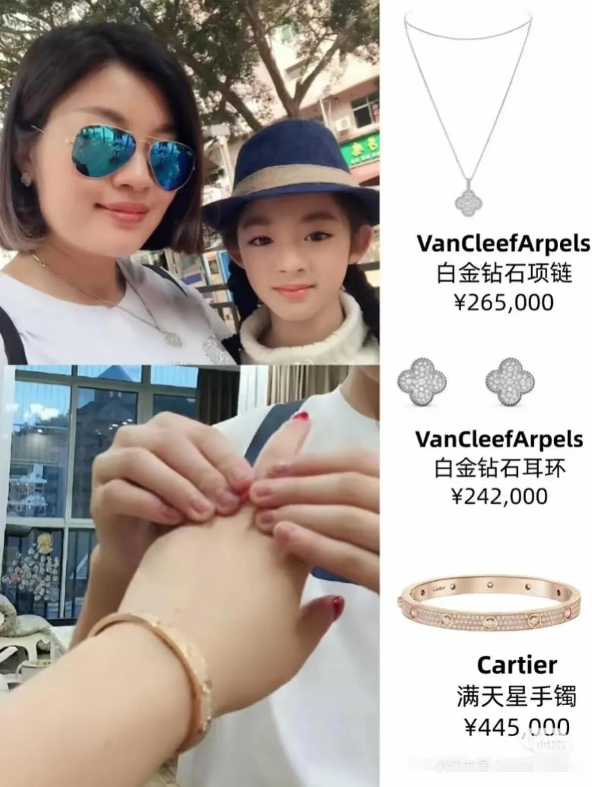大家都错了，觉得这些都是假的，玻璃的，塑料的，耳环，手链，衣服。
其实有一个是真
