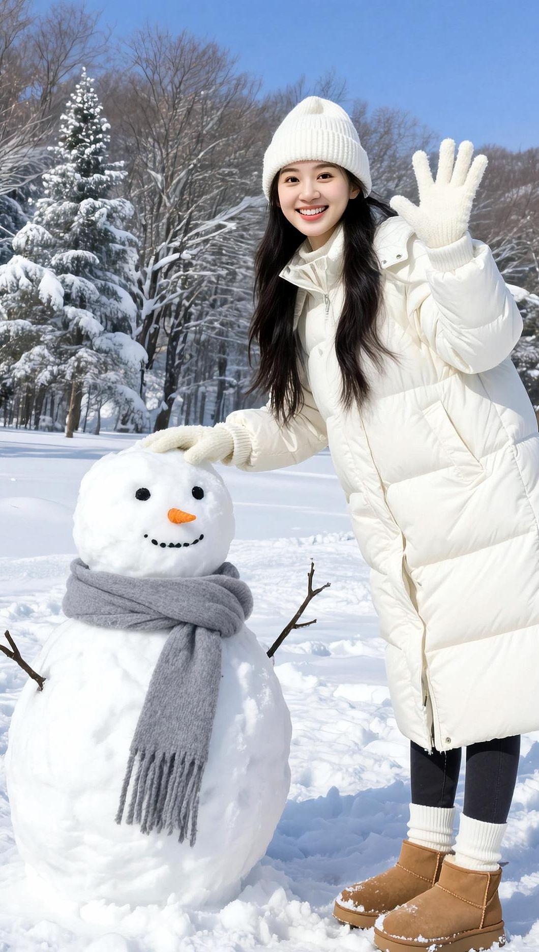 AI雪地生活照 抖音ai创作 高颜值东北的冬天
