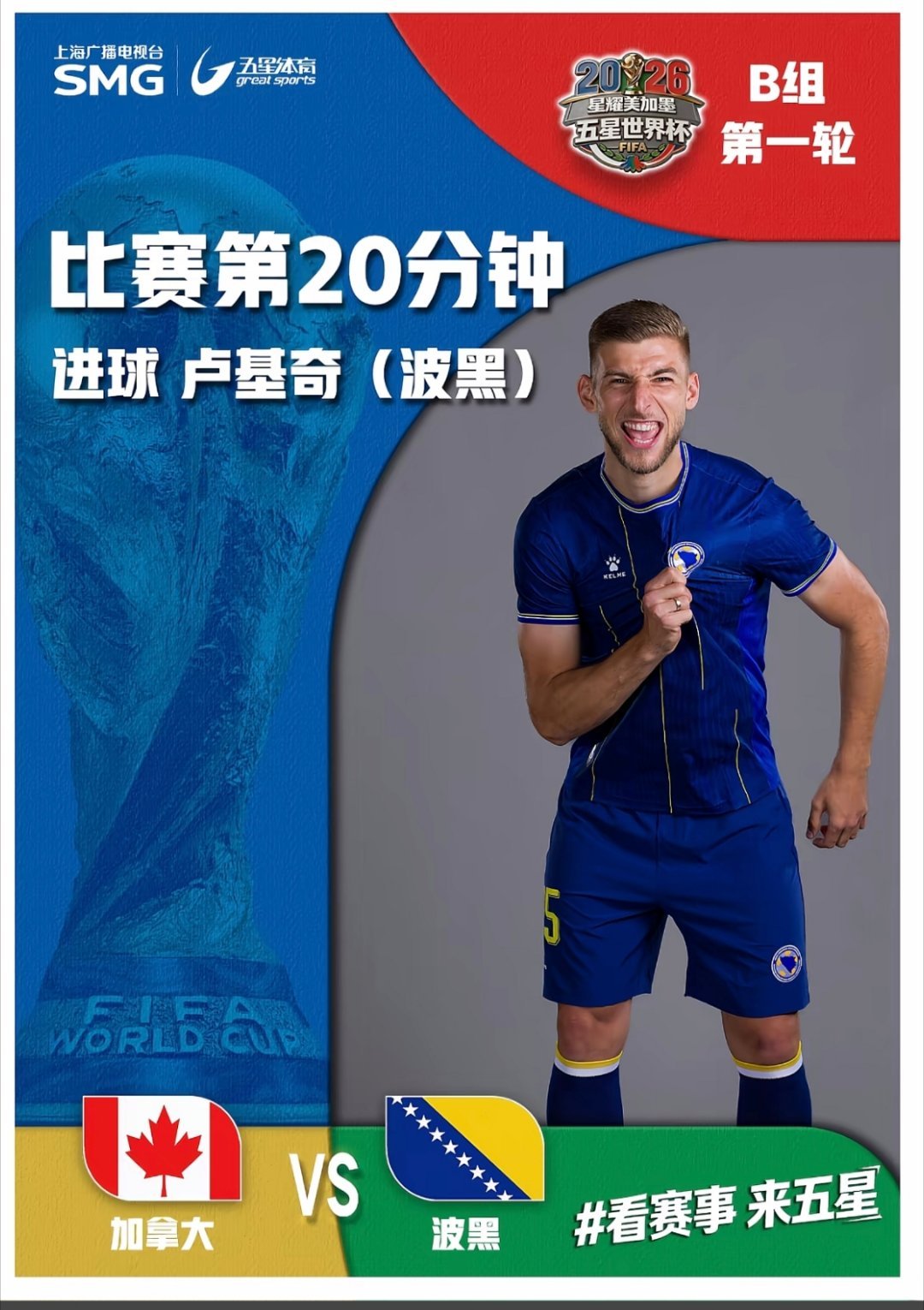东道主落后！波黑角球科拉希纳茨头球后蹭，卢基奇头球接力破门！世界杯世界杯小组赛B