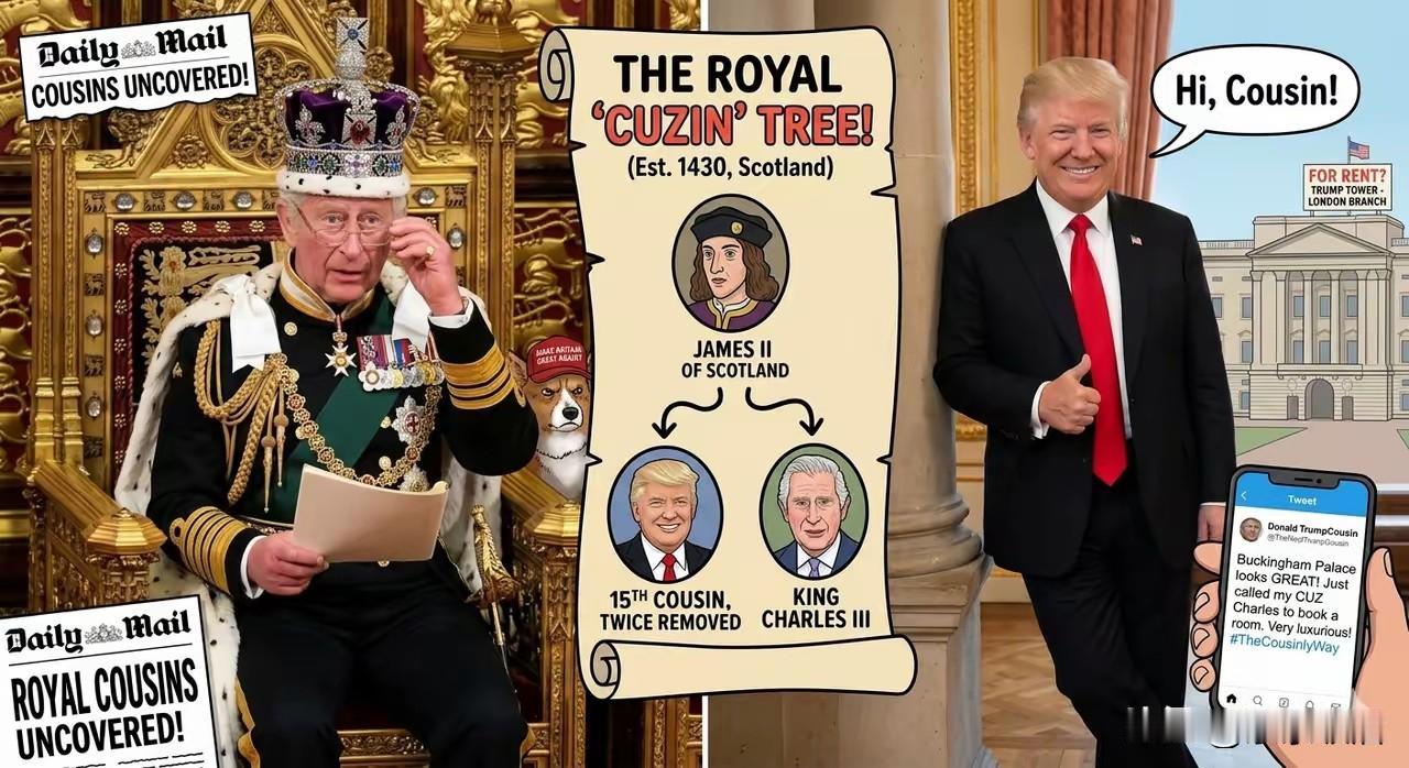 谁能想到，查尔斯国王与特朗普，居然是远方表兄弟，难怪有人说全世界权贵都是一家人。