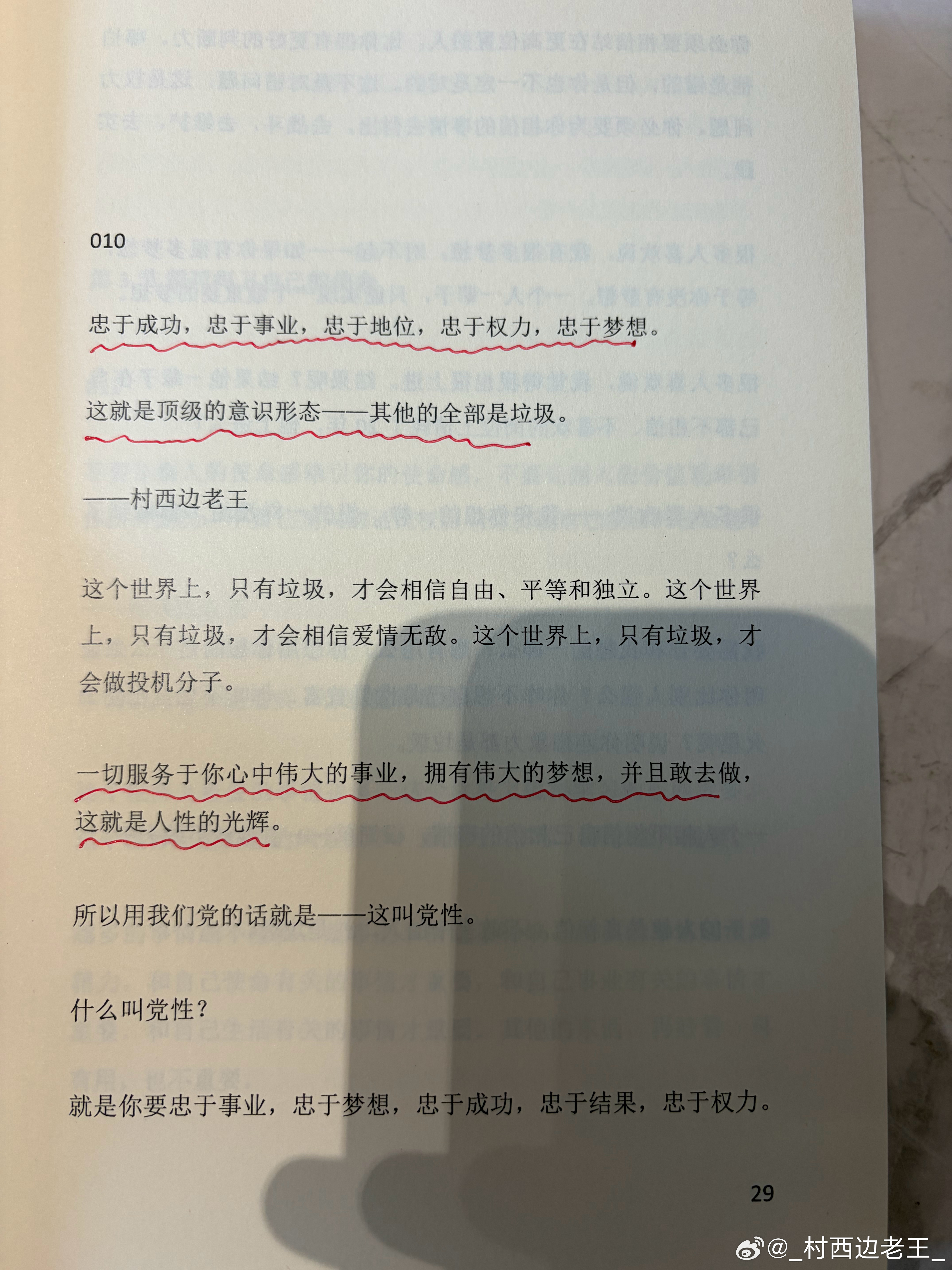 忠于成功，忠于事业，忠于地位，忠于权力，忠于梦想。这就是顶级的意识形态--其他的