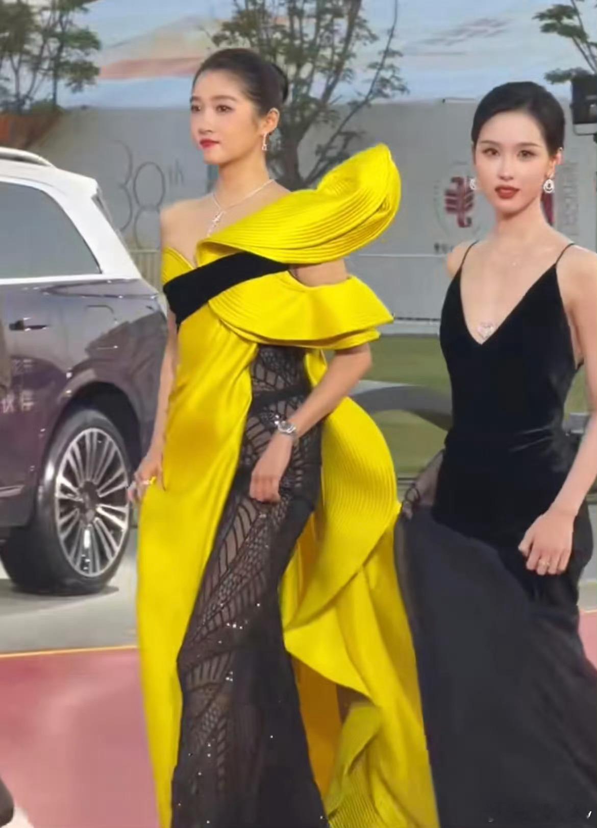 妈耶，大长腿姐妹花承包了今天的红毯，红白玫瑰同框太养眼了