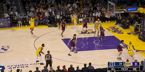 第四节开始，海斯2+1，湖人领先17分！奇才vs湖人