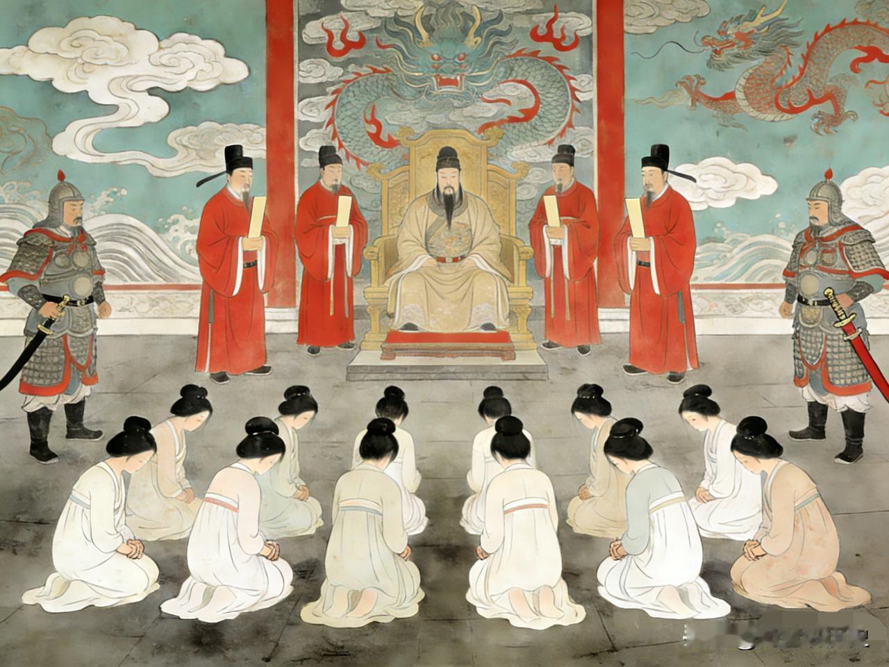 黄巢败亡后，官兵俘获了黄巢的妻妾。唐僖宗责问她们，“为何从贼？”

众女子瑟瑟发