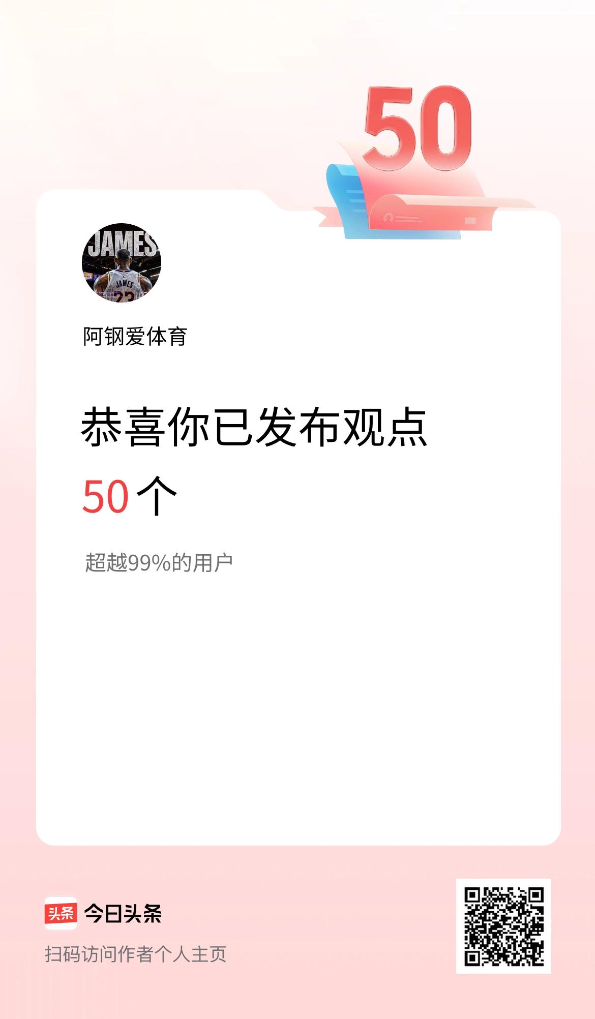 我在头条累计投稿观点50个
