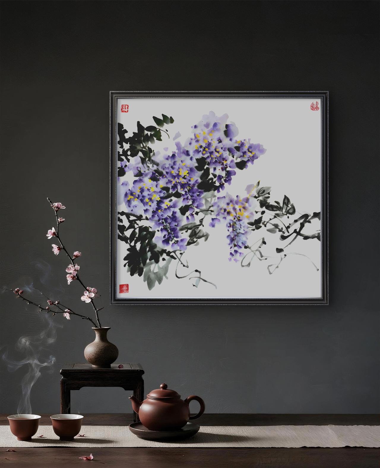 国画 紫藤国画 国画写意紫藤