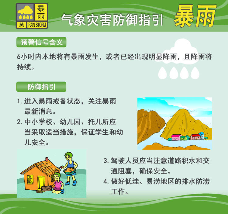 【封开暴雨黄色预警信号】过去1小时我县河儿口镇已出现30毫米以上的短时强降水，预