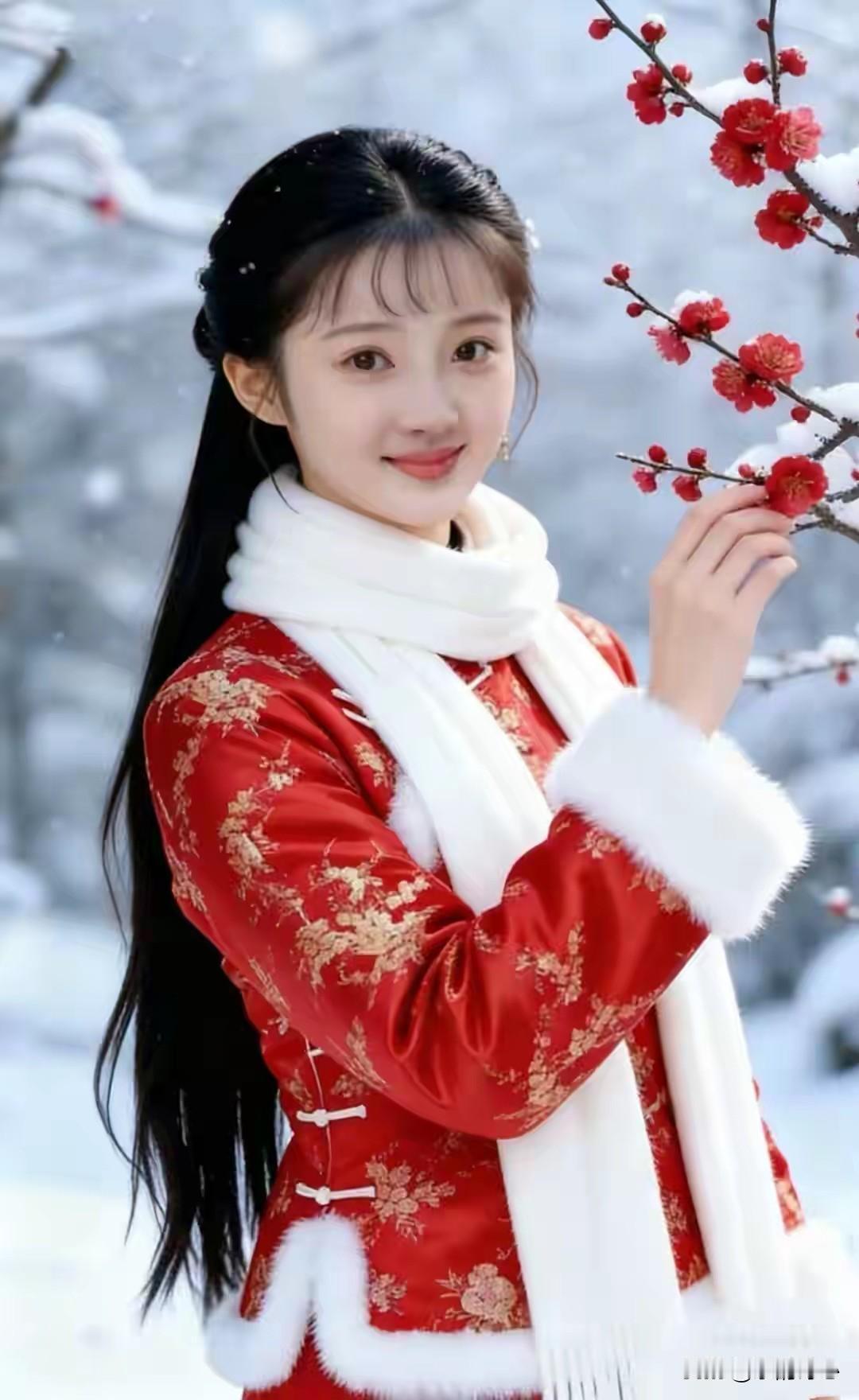 雪中赏梅本就是极浪漫之事，若此时遇姝女，很难不心动。就像诗里写的“冷蕊凌霜破雪开