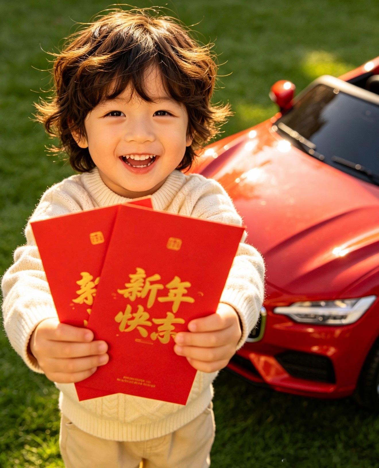 萌娃用压岁钱霸气“提车”，一本正经的样子逗乐众人，童真十足的提车现场，把小小的心