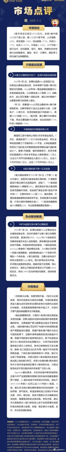 A股156股涨停【20260702市场点评】A股市场全日成交34742亿元。全部