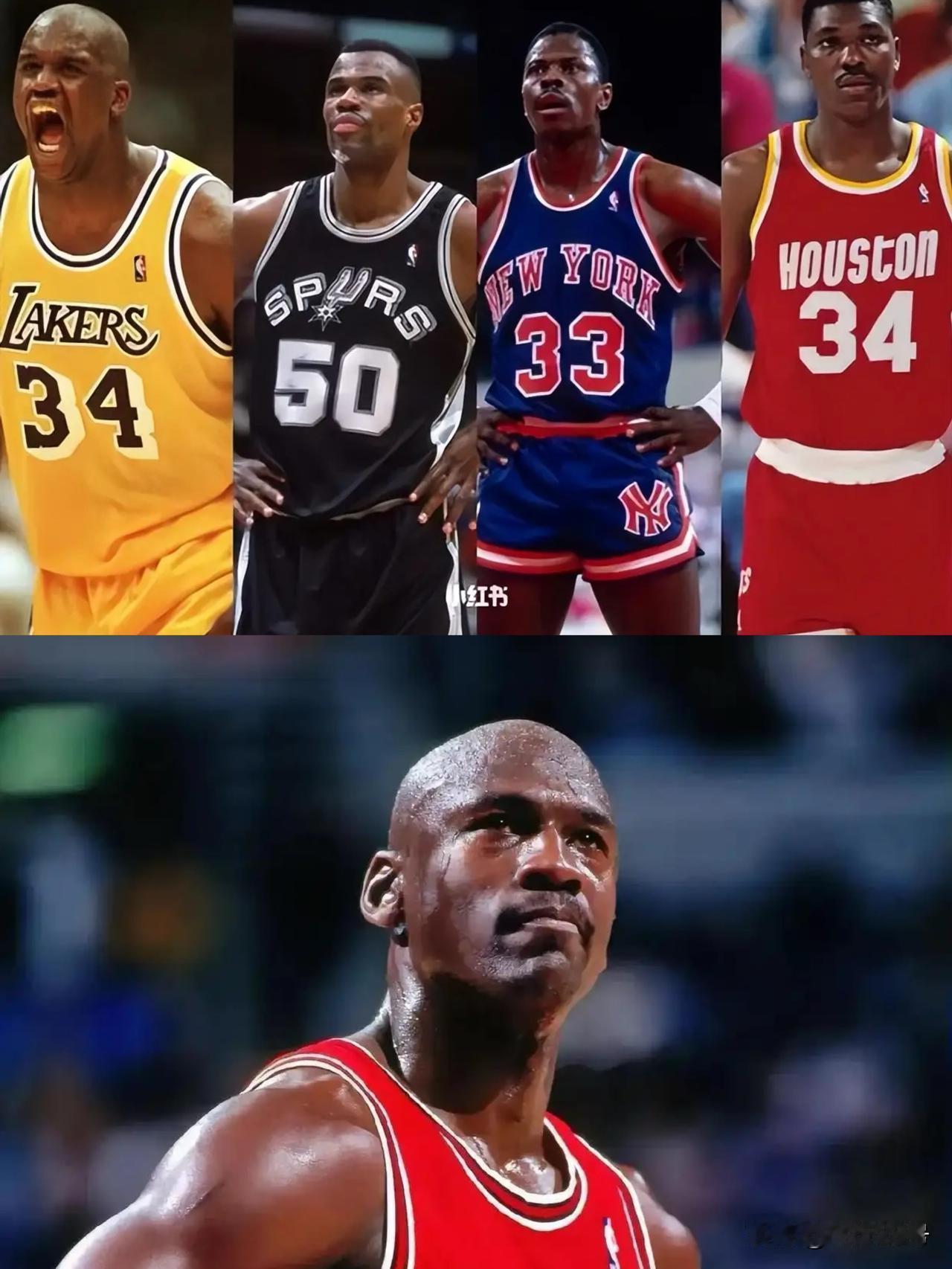 乔丹跟詹姆斯巅峰期有些什么中锋对手？

乔丹巅峰期有NBA最著名的四大中锋：奥尼