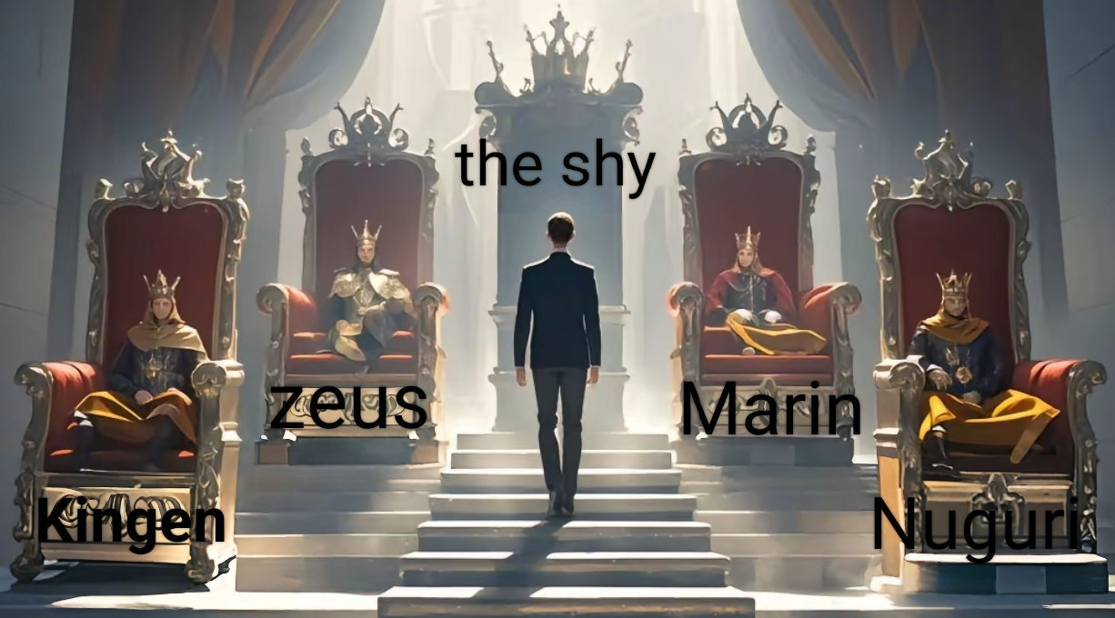 网友自制LOL上单选手历史地位排行第一名：TheShy第二名第三名：Zeus、M