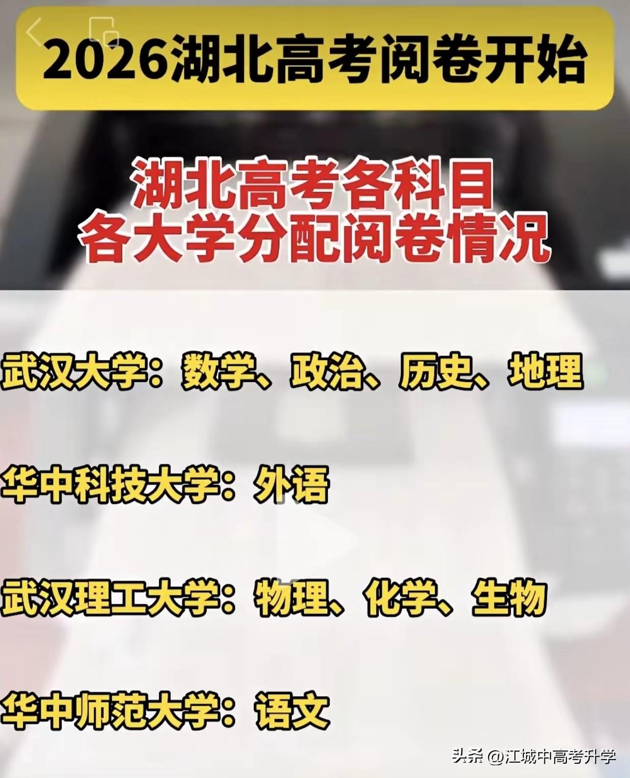你知道2026年湖北高考试卷都在哪里改的么？湖北高考阅卷地点曝光
原来高考试卷都