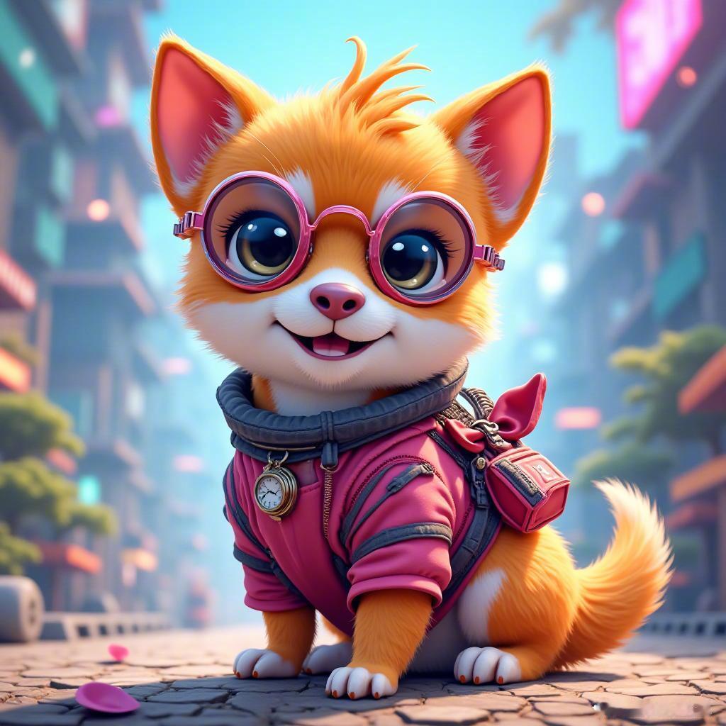 在奇幻的未来里，萌宠们闪耀着时尚的光芒，科技与梦幻交织，色彩如星辰般绚丽。🐾✨