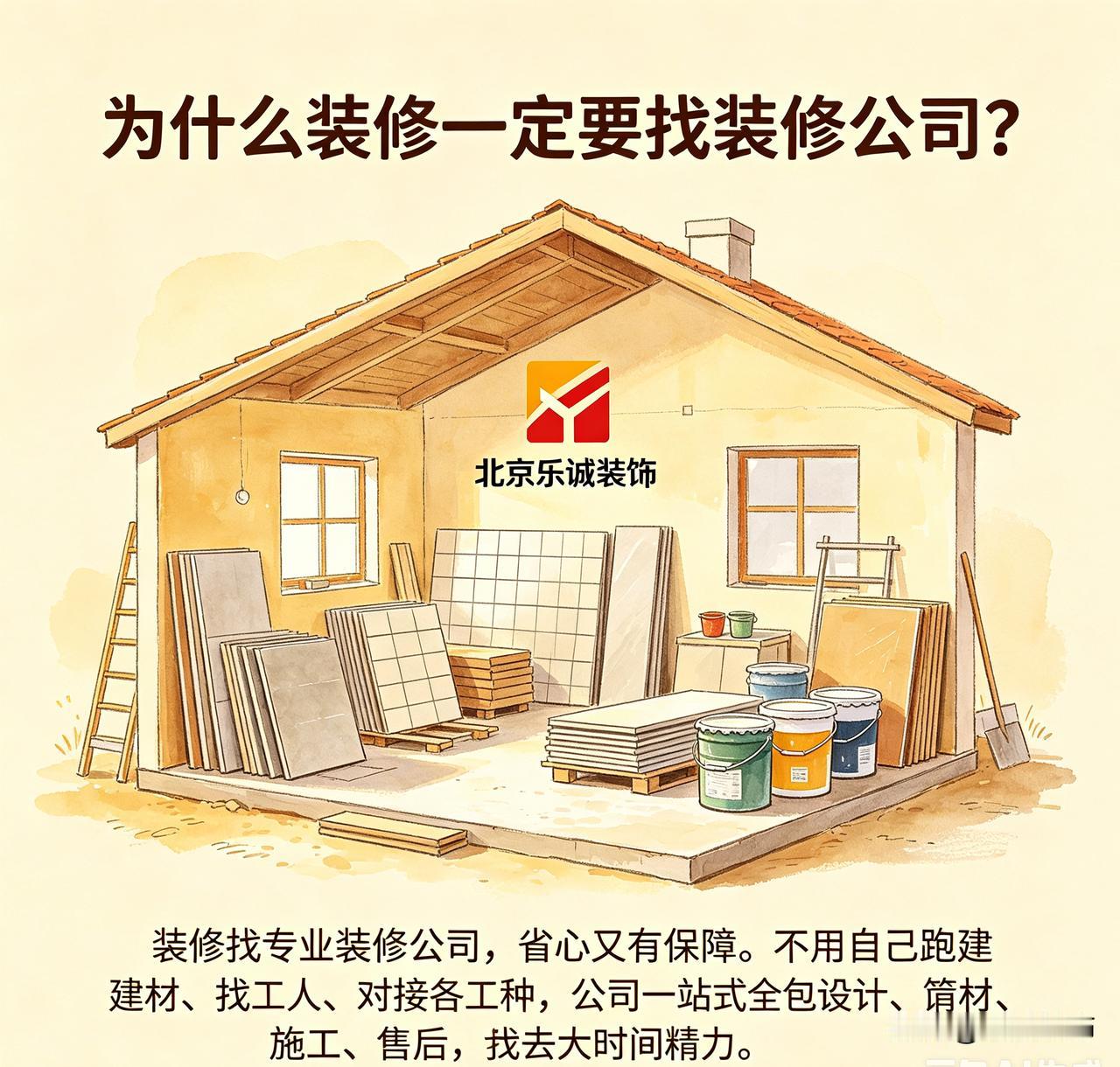 为什么装修一定要找装修公司?
装修找专业装修公司，省心又有保障。
不用自己跑建材