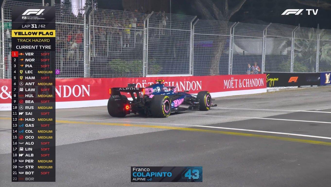 F1[超话]科拉平托成为新加坡站第二位遭遇机械故障退赛的车手，不过他能将车开到安
