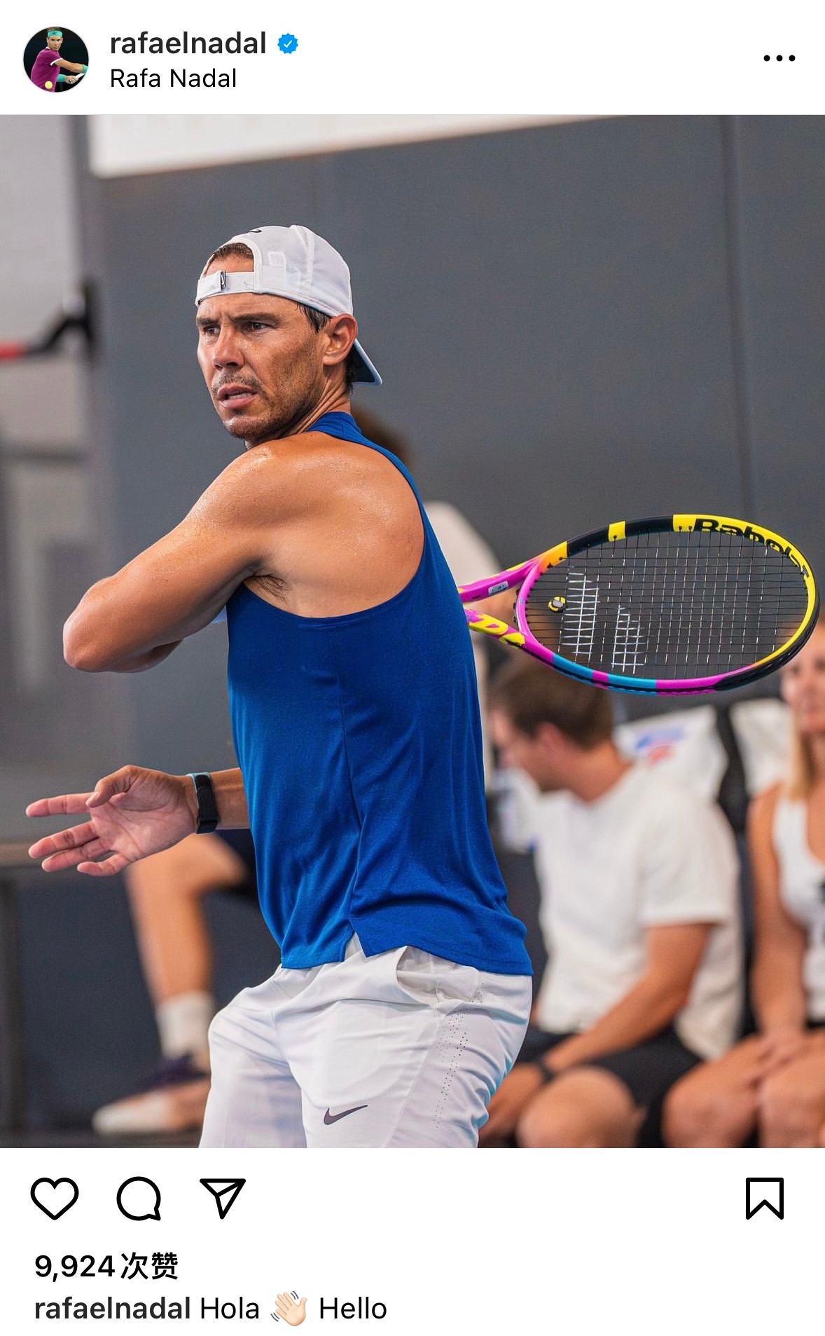 Good News：经历了奥运会之后的短暂休整之后，纳达尔在今天正式回归训练场✌