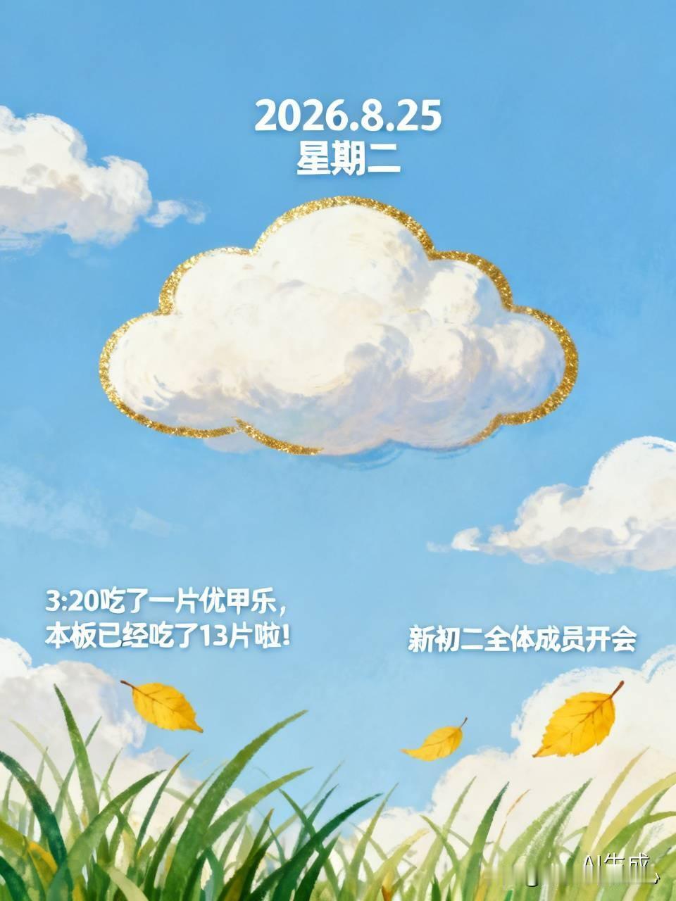2026.8.25  星期二
（3：20吃了一片优甲乐，本板已经吃了13片啦！）