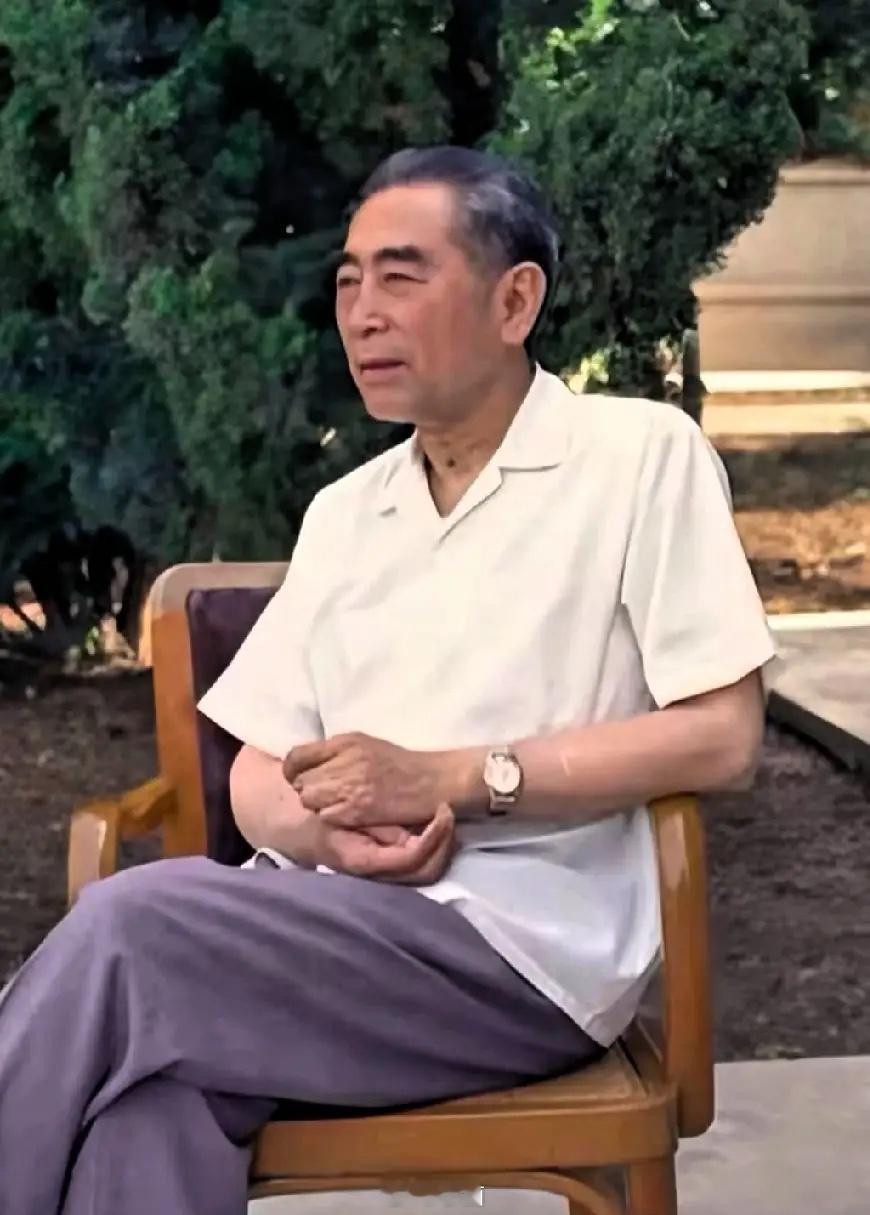 这张照片拍摄于周总理生命晚年、病重时期，是他重回革命圣地延安的珍贵影像。此时他仍