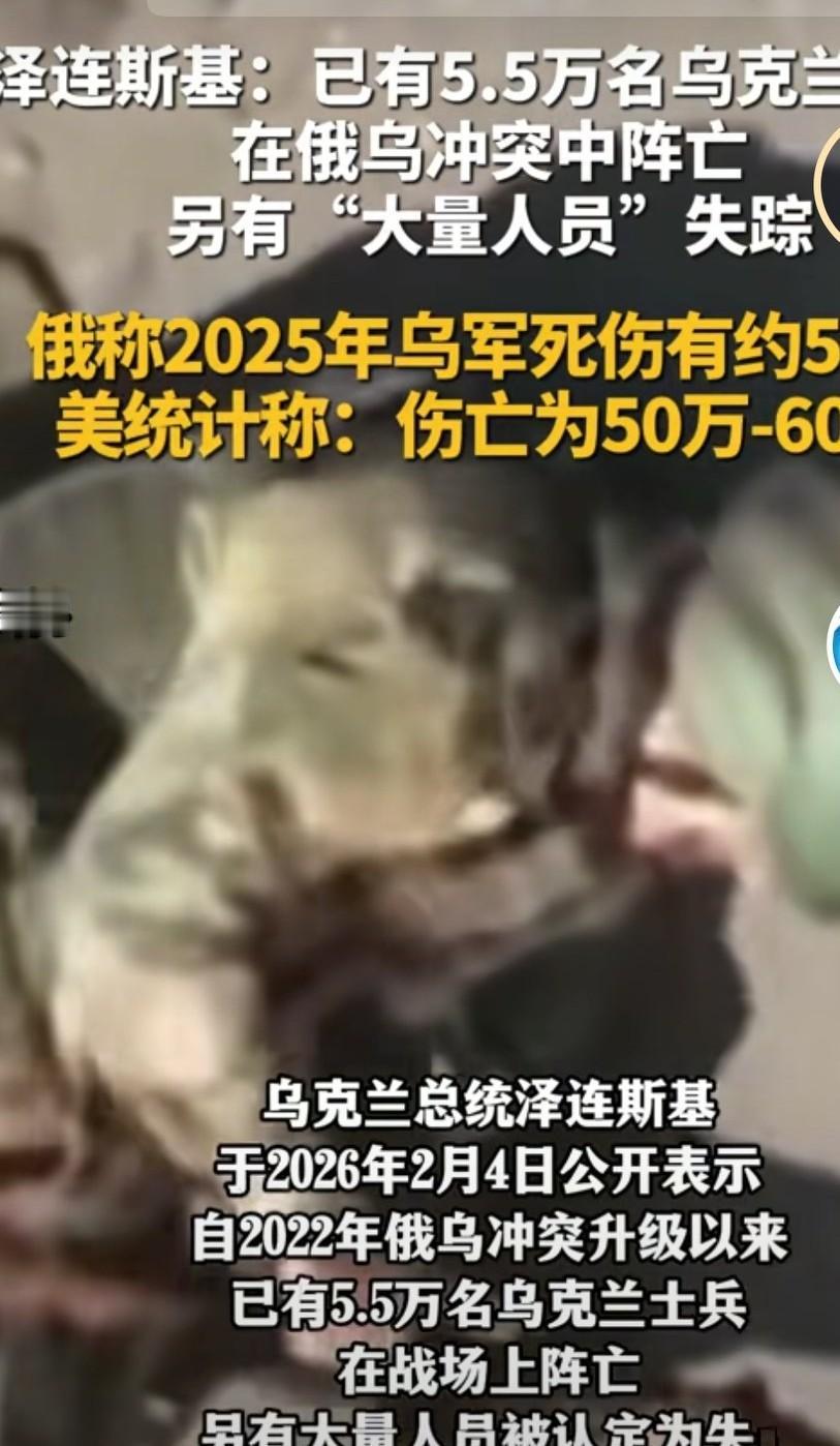 俄乌冲突四年了，俄乌双方都为此付出惨重的代价，乌克兰总统泽连斯基，有5.5万乌克