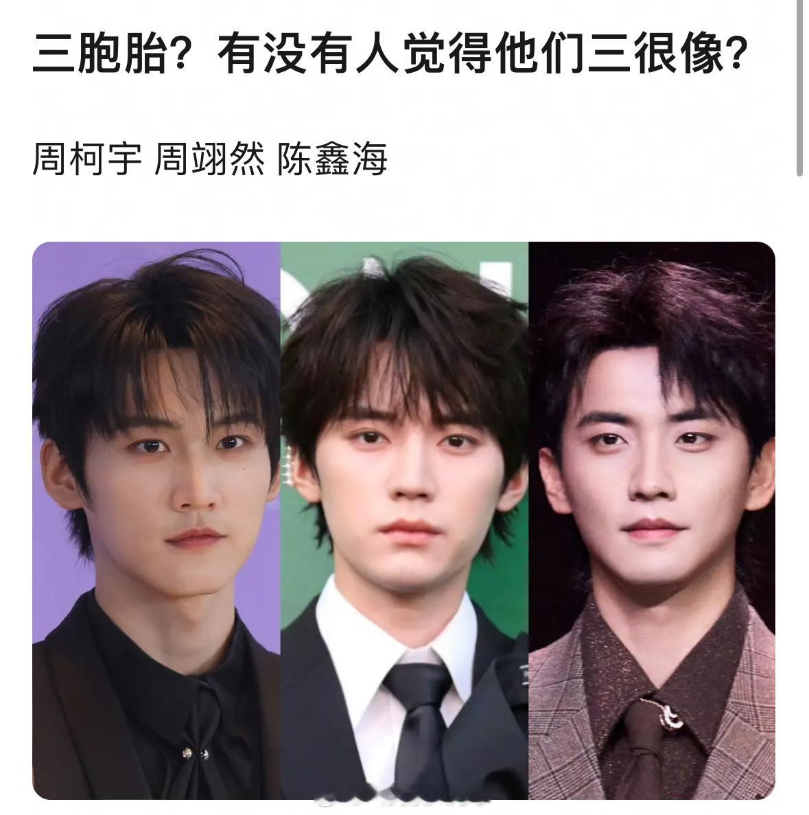 周柯宇 周翊然 陈鑫海三个人很像吗？你能不能分出来
