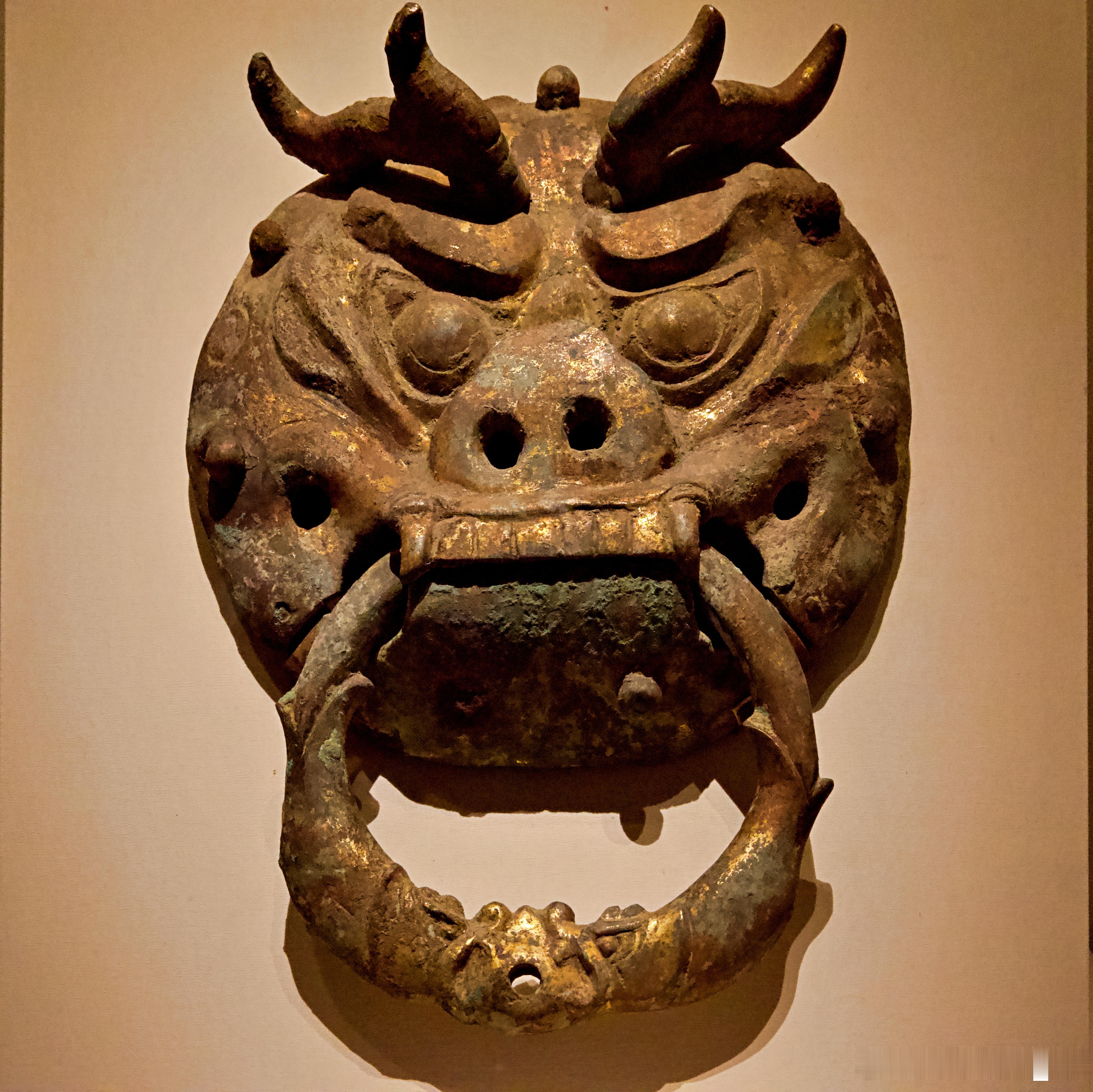 鎏金衔环青铜铺首五代十国 前蜀（公元907-925年）国家博物馆藏1942~19
