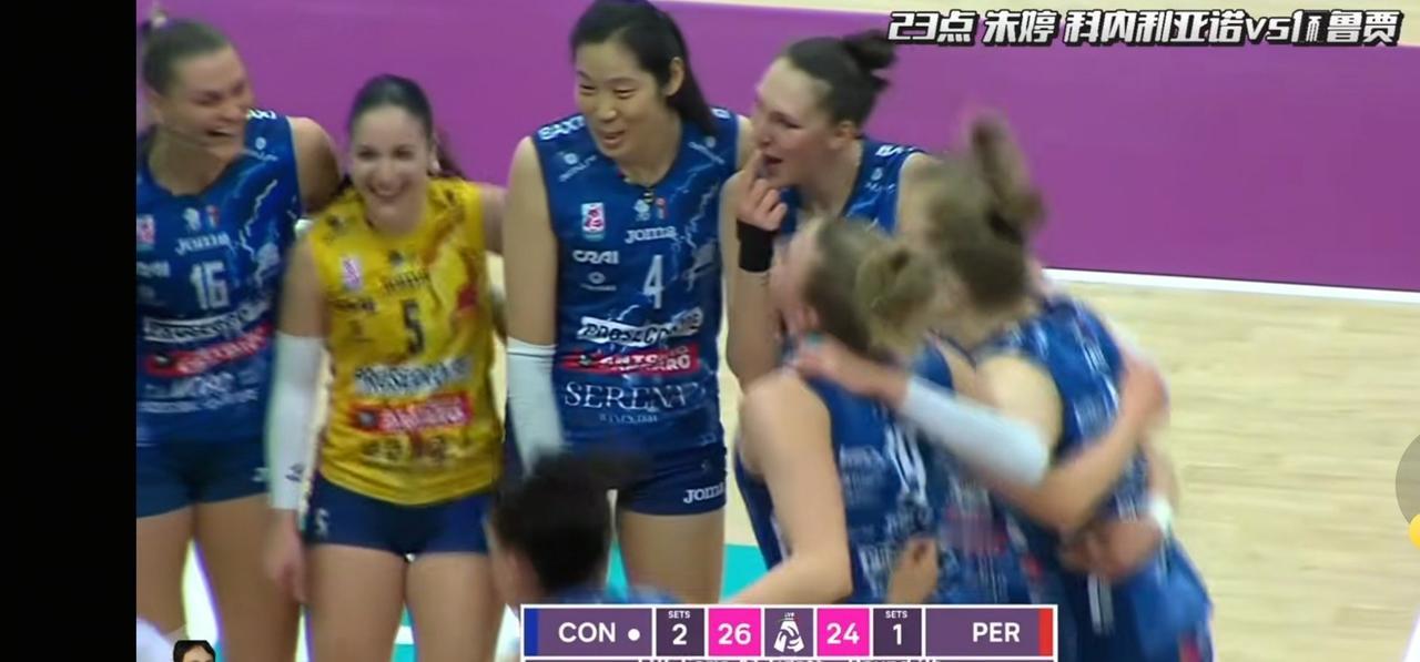在今天凌晨结束的2025-2026赛季意甲女排联赛第25轮的一场比赛中，朱婷效力