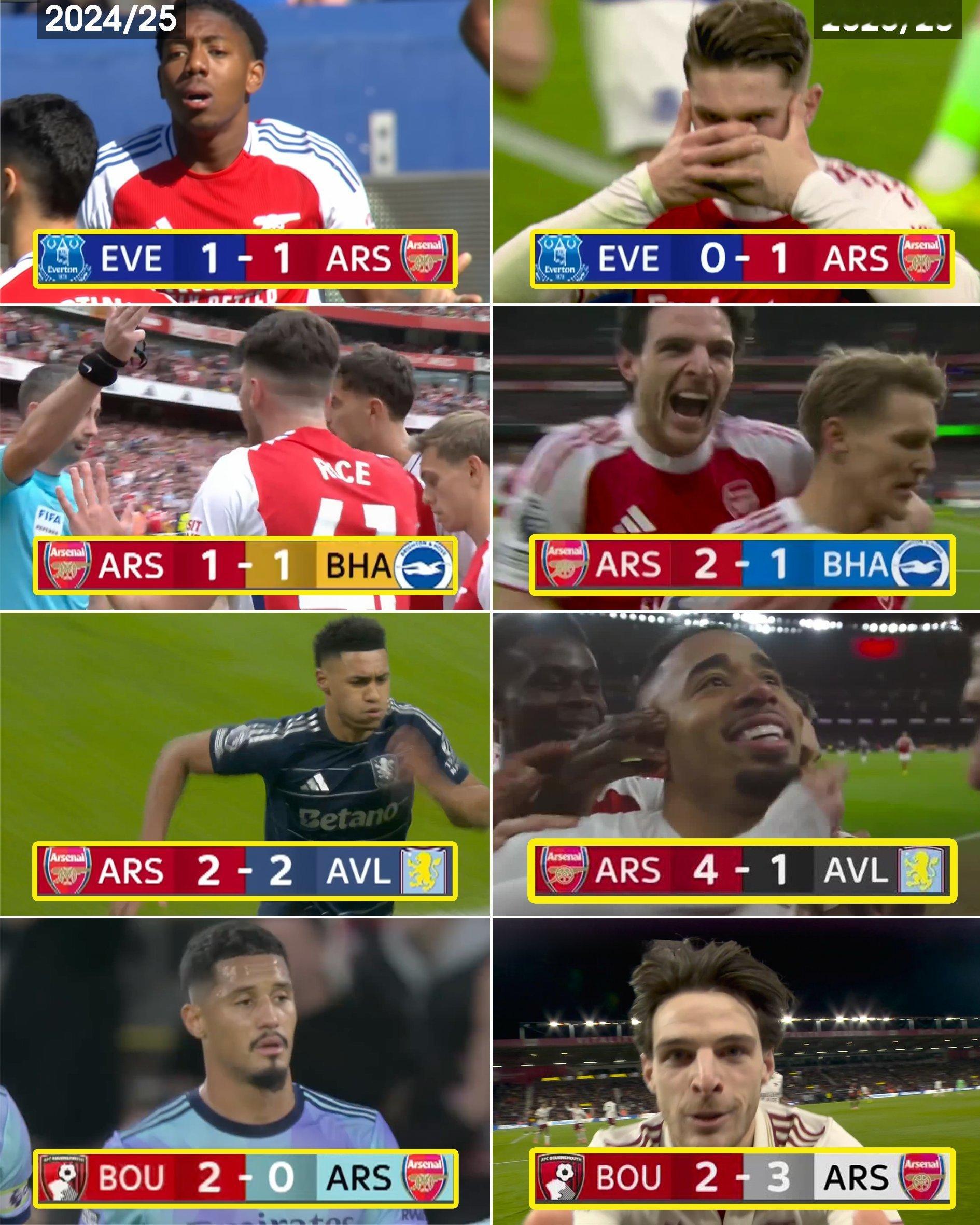 过去4轮比赛，前2轮曼城先于阿森纳开球，拿下了胜利，阿森纳应对得很好，没有丢分。