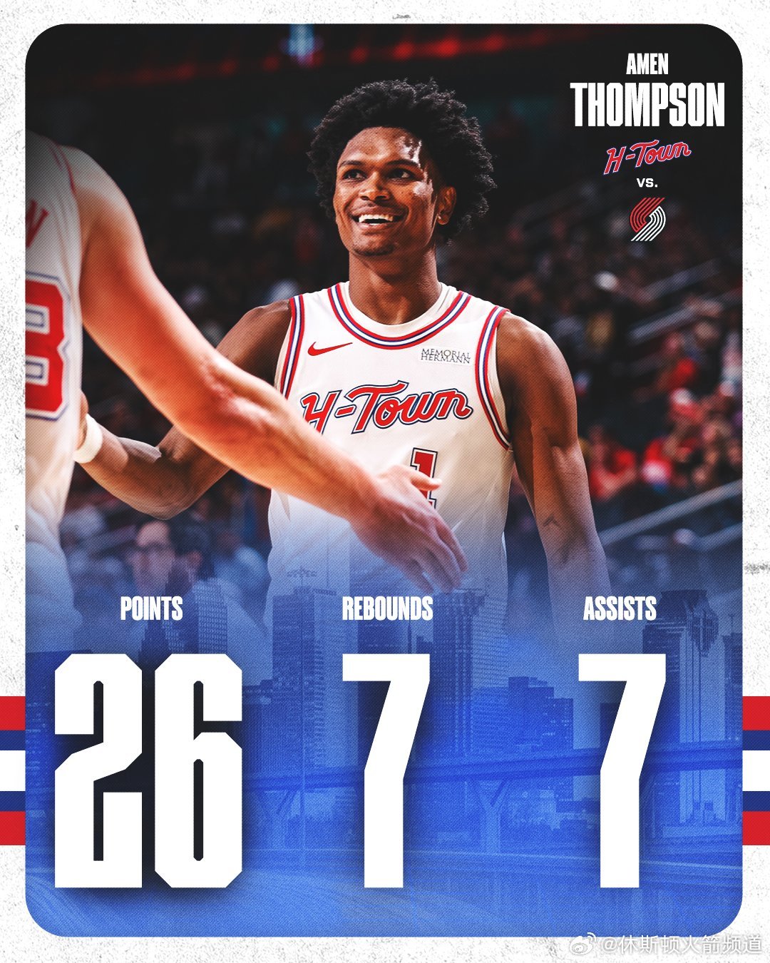 今天阿门26分7篮板7助攻，NBA历史第四年轻拿到25+5+5且命中率高于90%