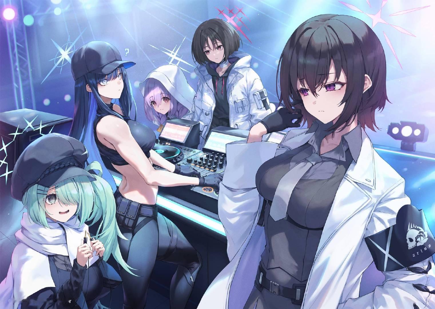 梯昴、戒野美咲、秤亚津子、锭前纱织、槌永日和——碧蓝档案——画师: 深井涼介，网