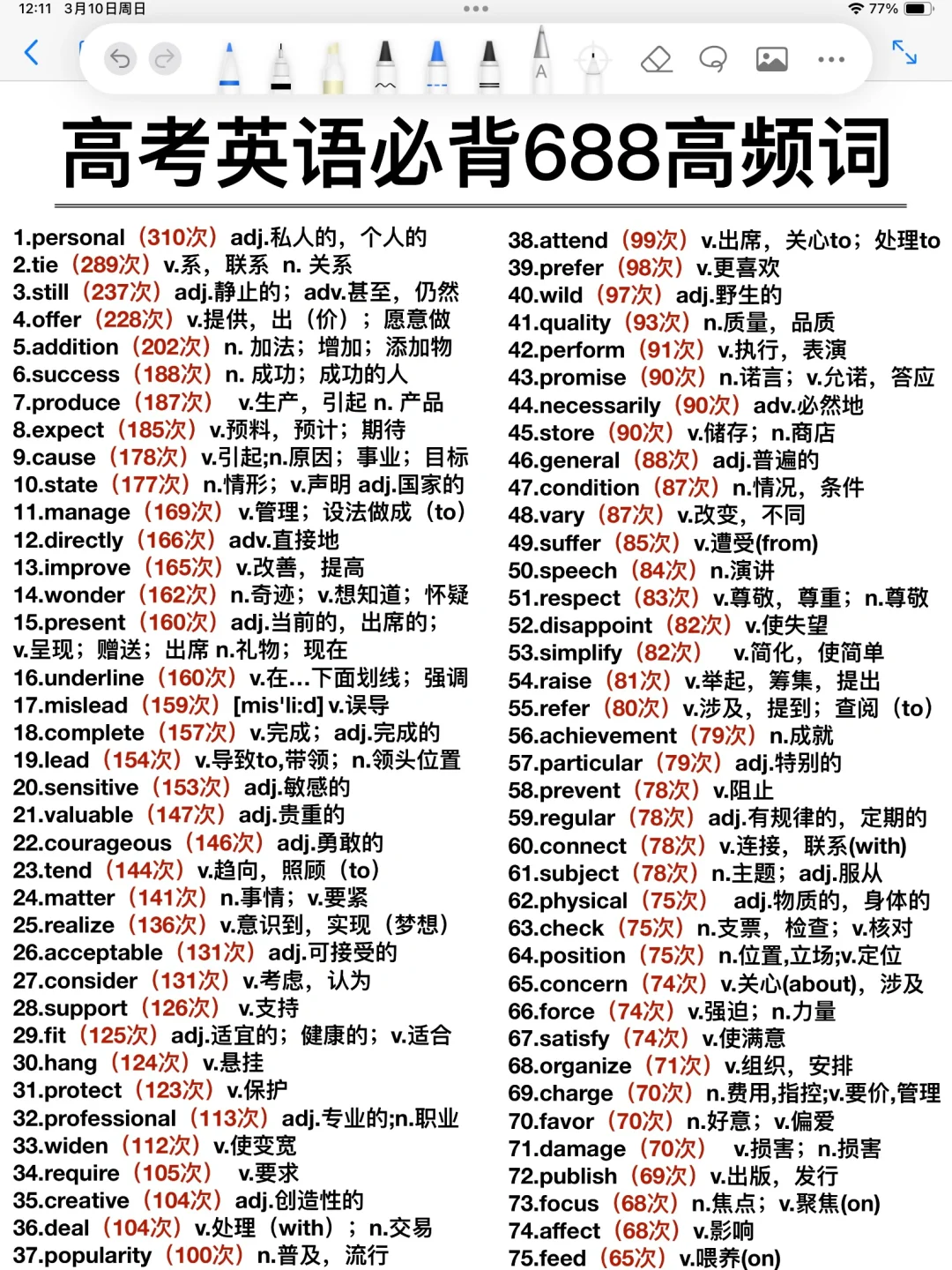 高考英语‼️必背688高频词！背完暴涨词汇量！