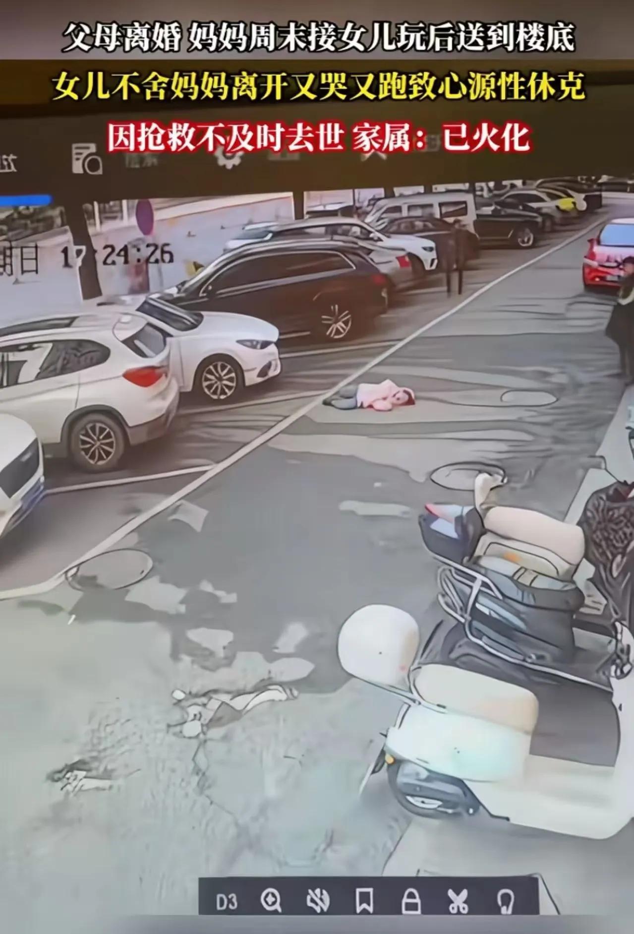 父母离异，妈妈周末接女儿玩后送她回前夫家，妈妈怕女儿舍不得自己跑着躲藏起来。女儿