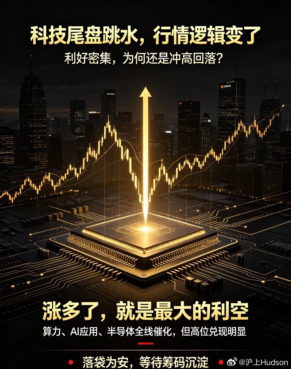 盘面复盘：科技全线冲高回落，行情逻辑彻底变了今天A股科技板块走出典型的冲高回落走