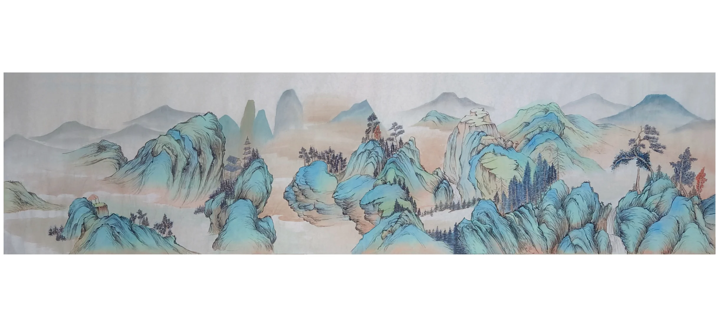 国画‖山水画，尺寸200cm×50cm