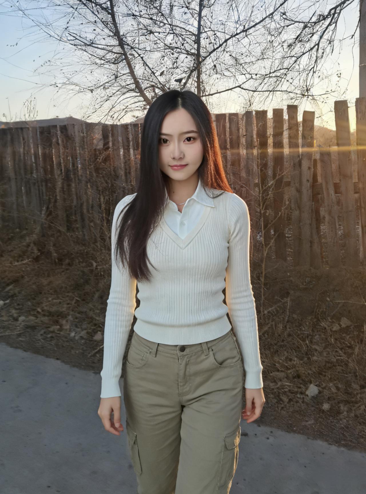 残阳铺水映村头，白袖沾香过浅沟。
休言城中春色好，乡风缕缕撩客愁。