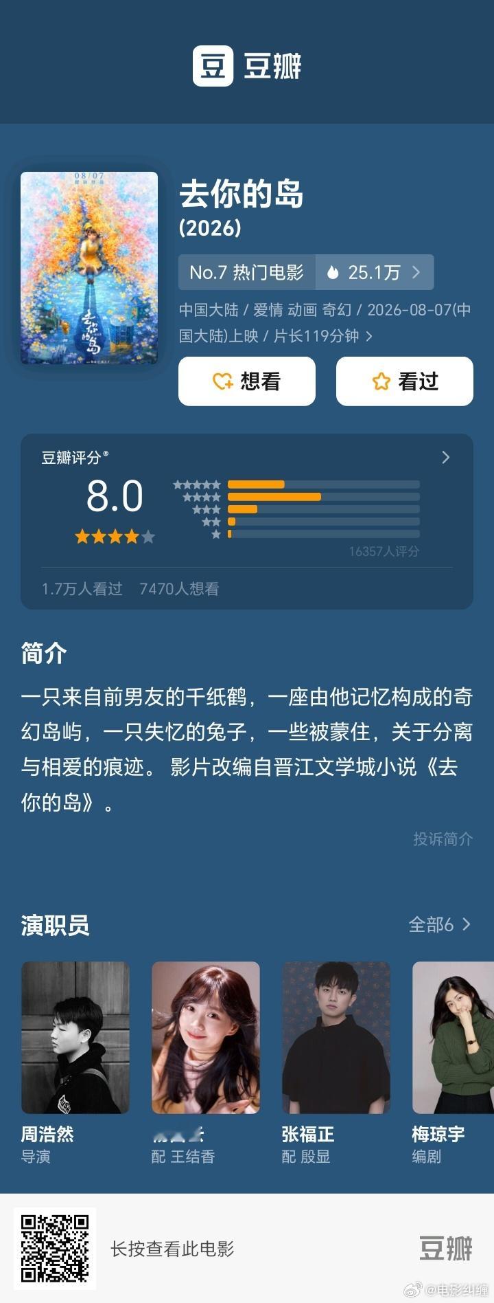 光线动画《去你的岛》豆瓣开分8分，这么高？都差点忘了这部。 