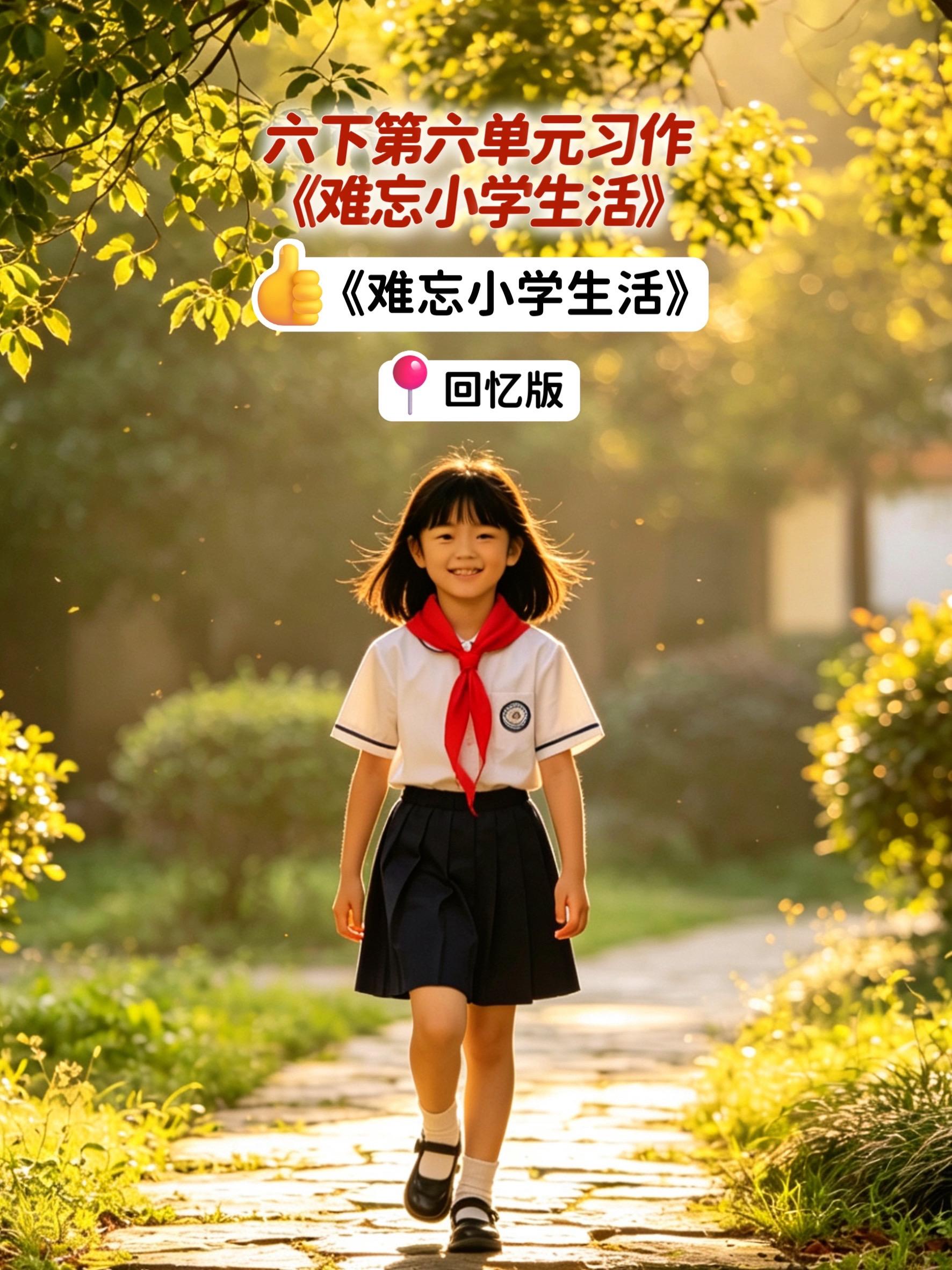 《难忘小学生活》小学六年级下册第六单元习作《难忘小学生活》，同步满分作...