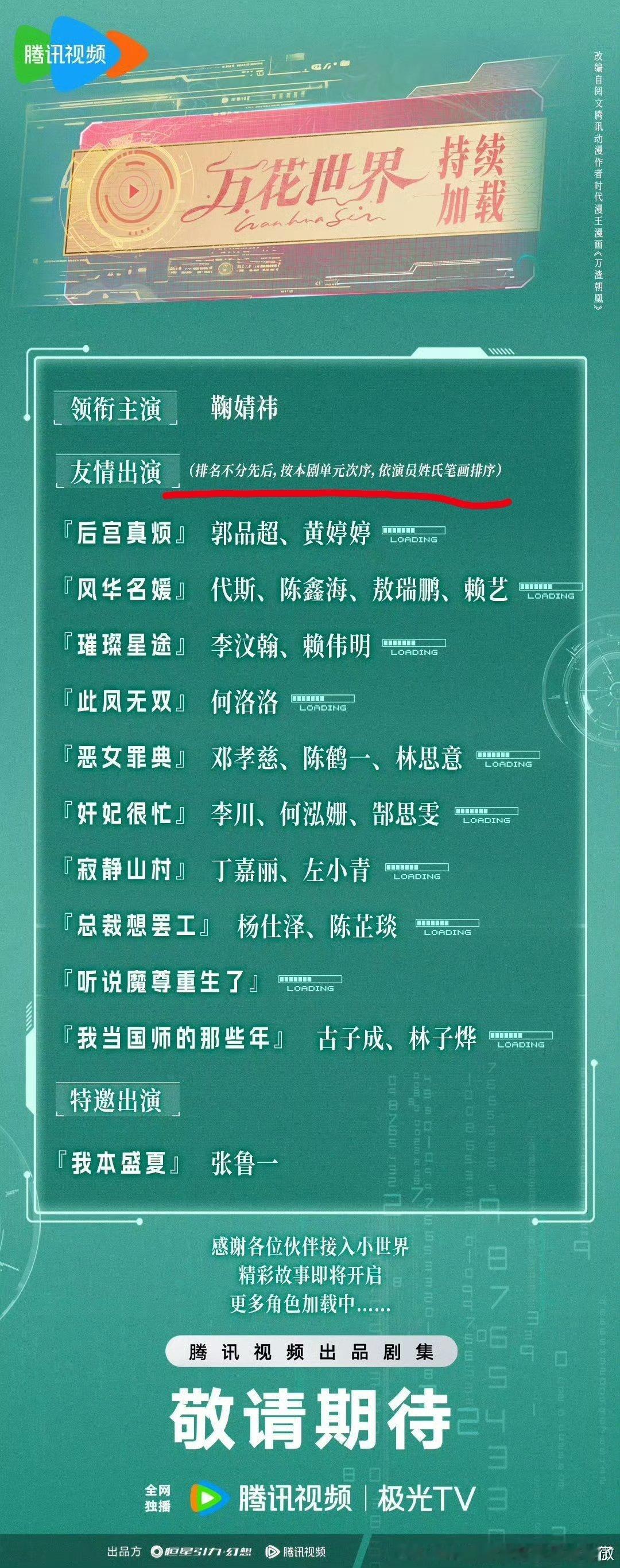 才知道万花世界就是按照广电新规官宣的，以后只有这种巨女主剧才能单独一排，别的剧只