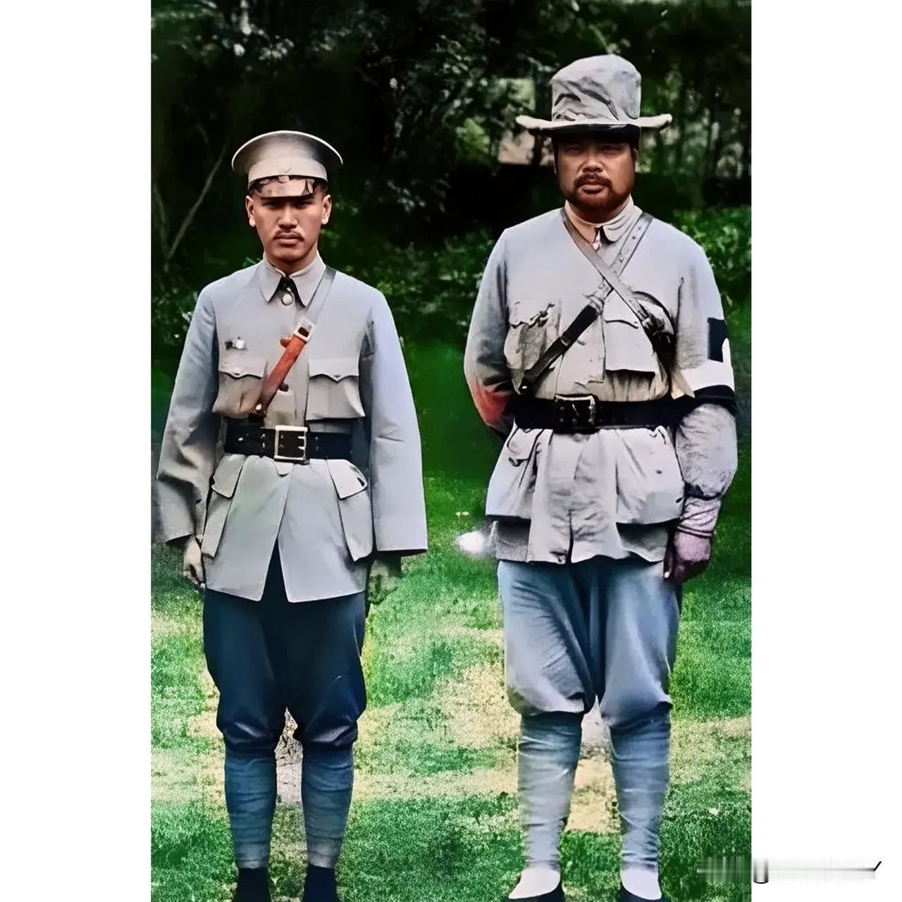 一张摄于1928面河南的老照片，大家看看站在草坪上的这两人是谁？这不是演戏，也不