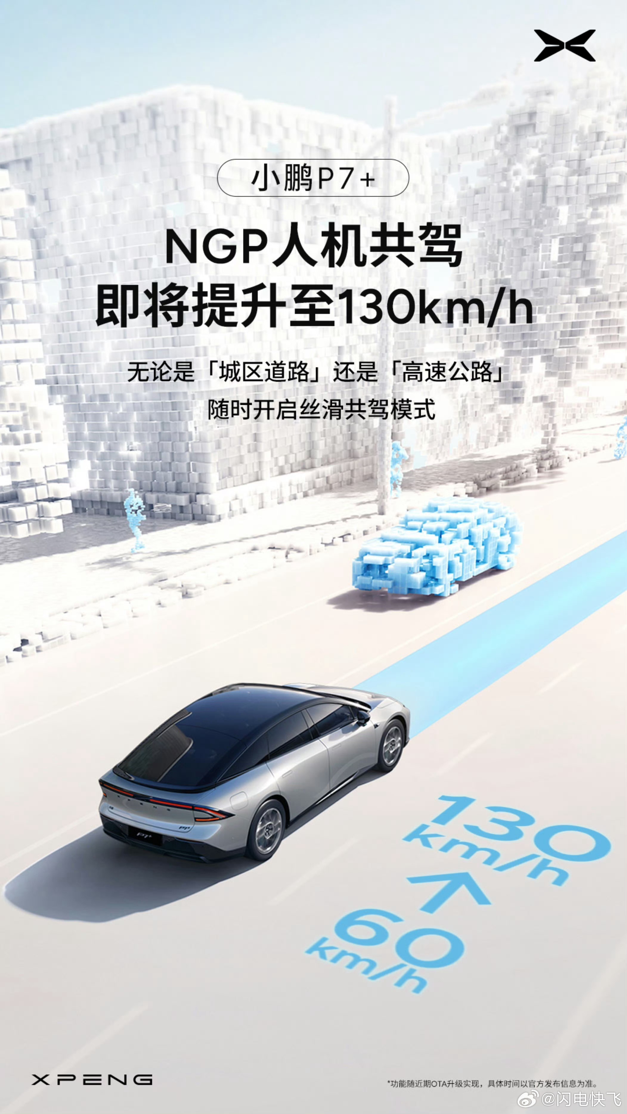 小鹏P7+人机共驾将提升至130km/hP7+的NGP人机共驾真的很好用不过NG
