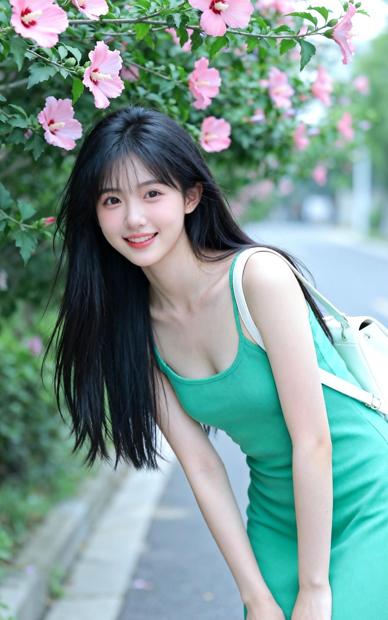 在花丛中微笑，青春洋溢的美好时光美女的美丽瞬间分享 给女生拍照时，怎样拍才能更漂