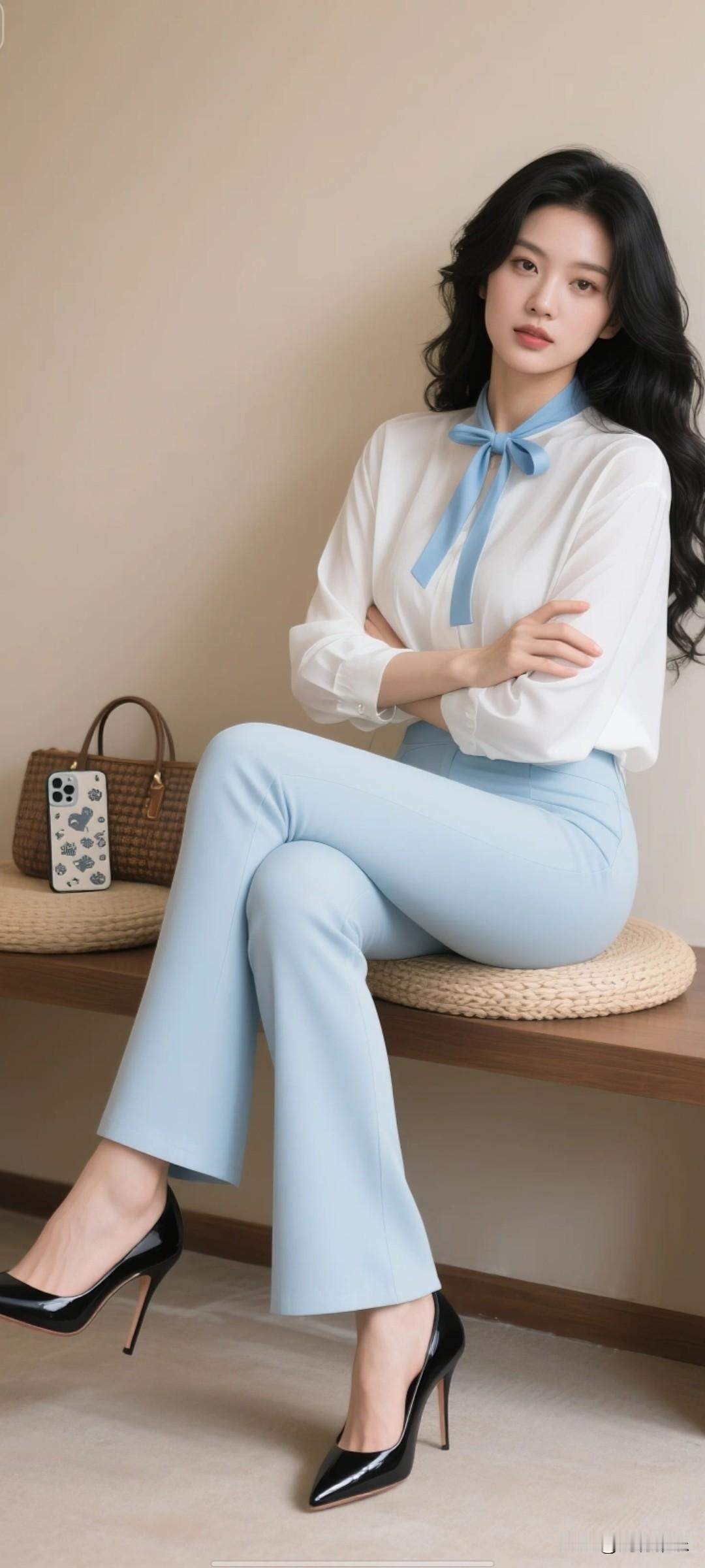 什么样的穿搭可以成为气质女神? 优雅蓝调，复古风穿搭，轻松自在