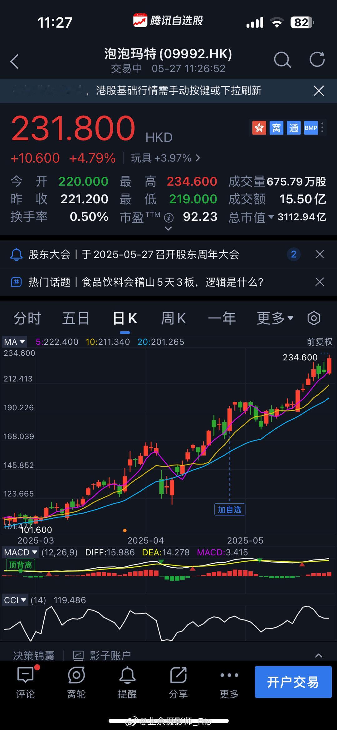 POP MART 泡泡玛特目前总市值3110亿（约）09992.HK ​​​