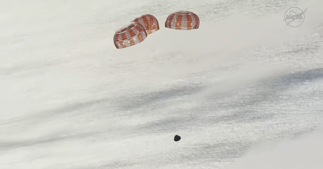 花开！阿尔忒弥斯2号 回来喽！【猎户座的主降落伞已经展开。航天器配备了 11 个