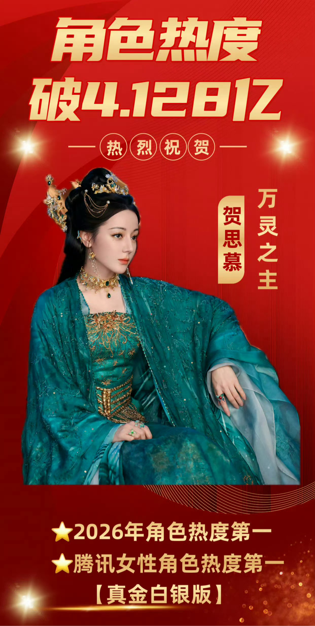 白鹿角色热度登顶白鹿叶璃超迪丽热巴贺思慕，角色热度登顶成第一了