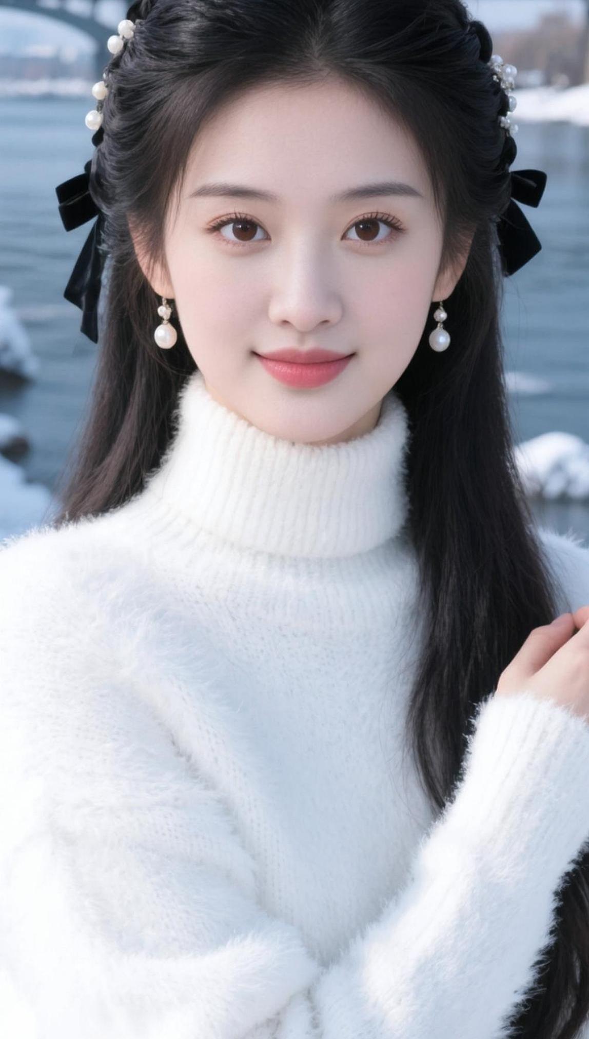 雪畔白裳照 抖音ai创作